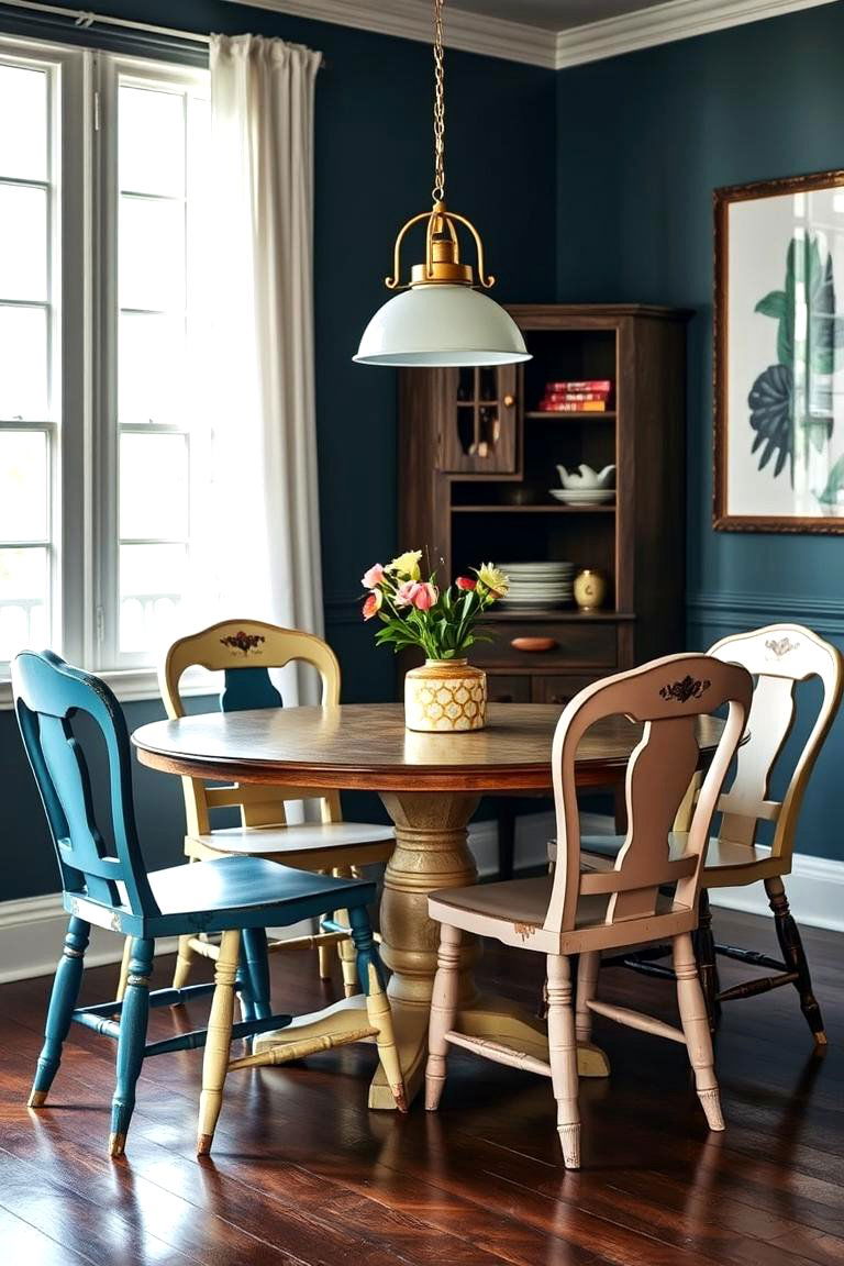 Decorative Mismatched Chairs - 24 Shabby Chic Kitchen Ideas