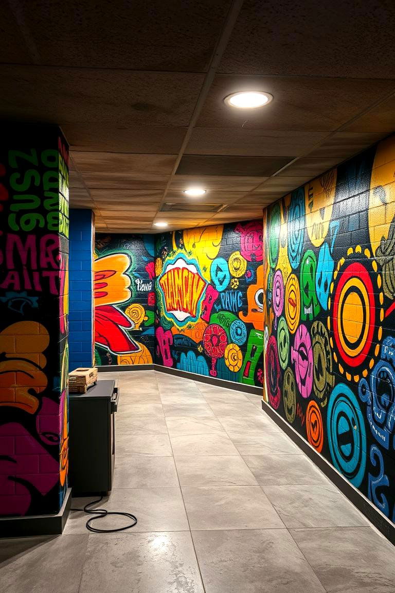 Decorative Mural Art Walls - 24 Basement Wall Ideas