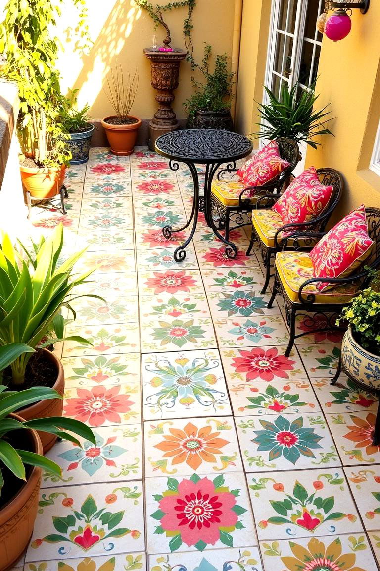 Decorative Patterned Tiles - 24 patio tile ideas
