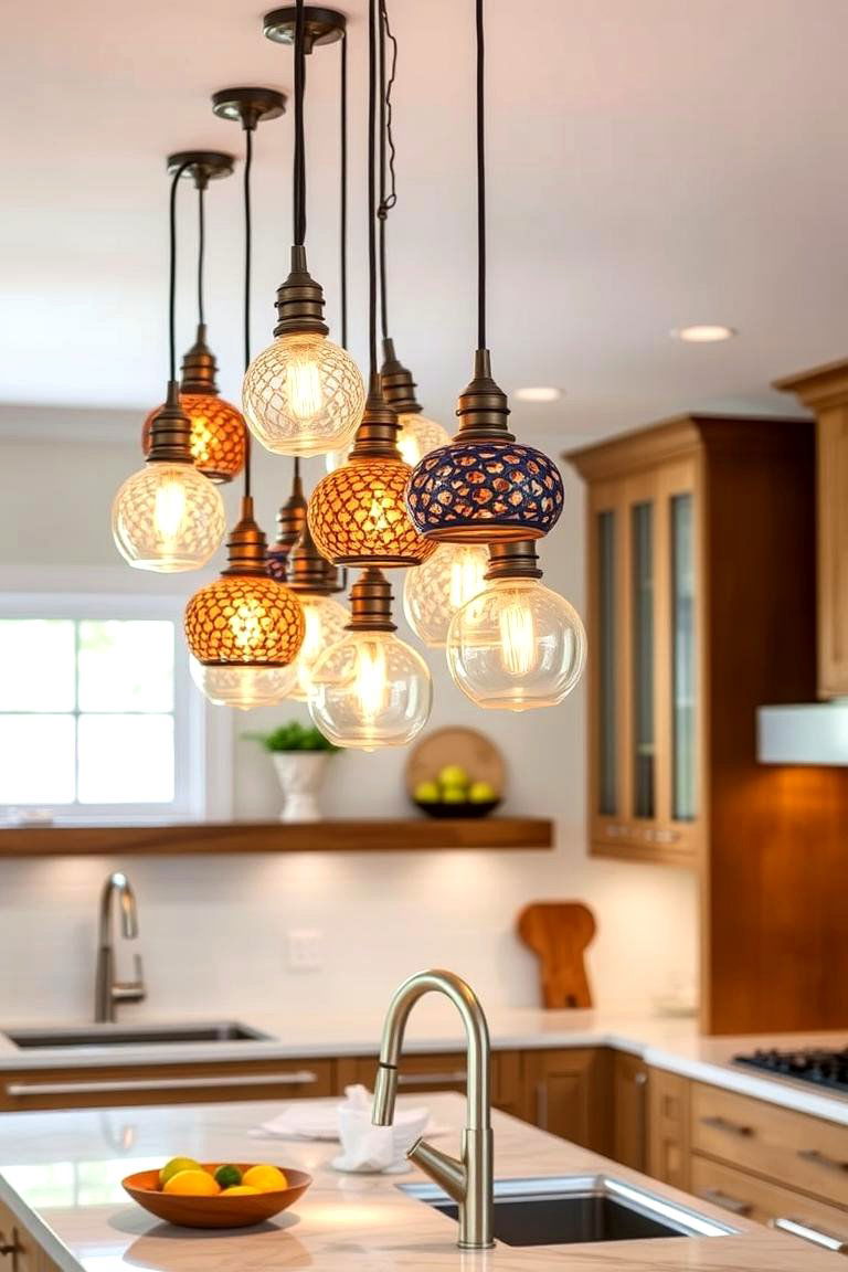 Decorative Pendant Cluster for a Bold Statement - 24 Small Kitchen Lighting Ideas