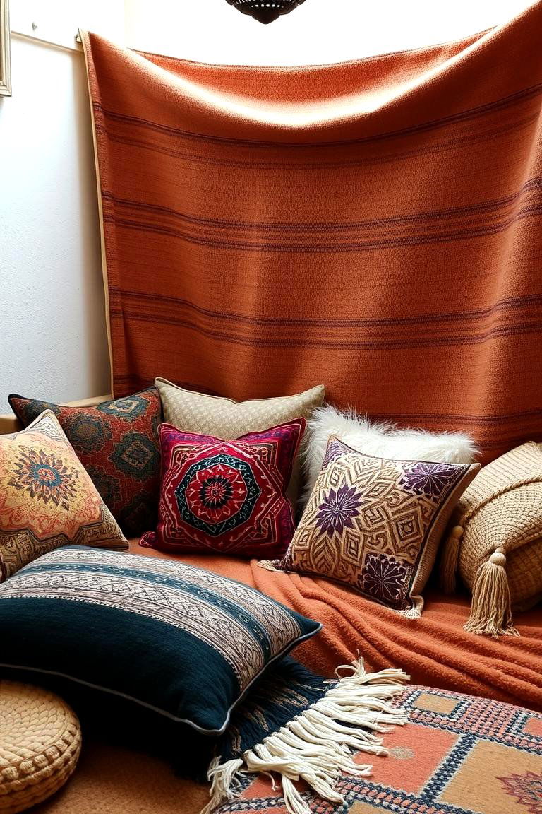 Decorative Pillows and Throws - 24 Moroccan Living Room Ideas