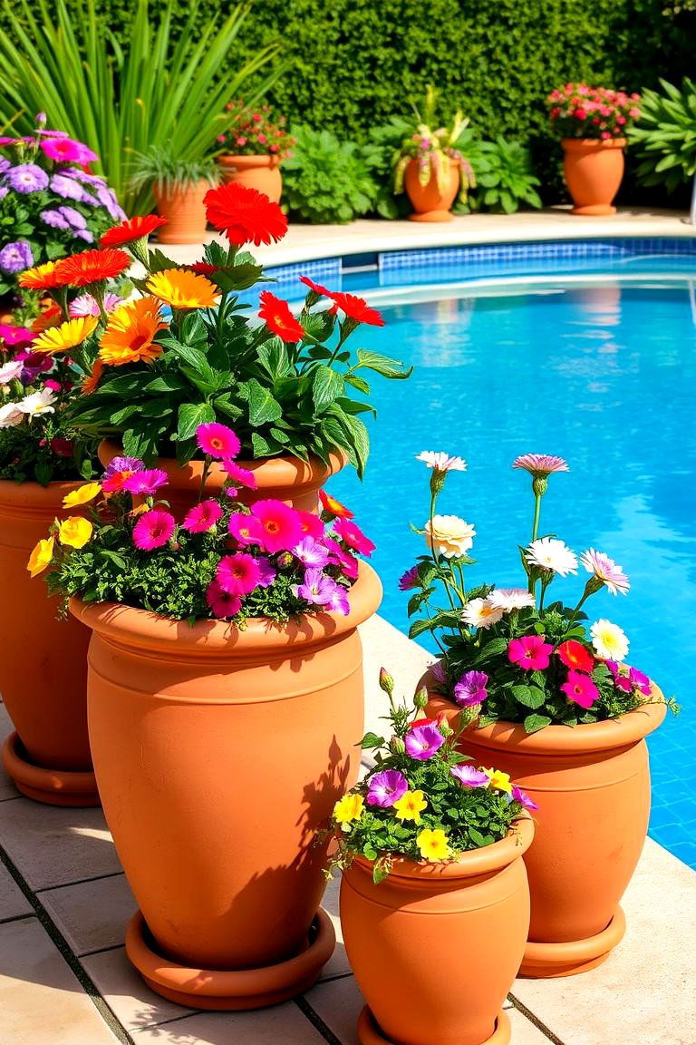 Decorative Poolside Planters - 24 Pool Decor Ideas