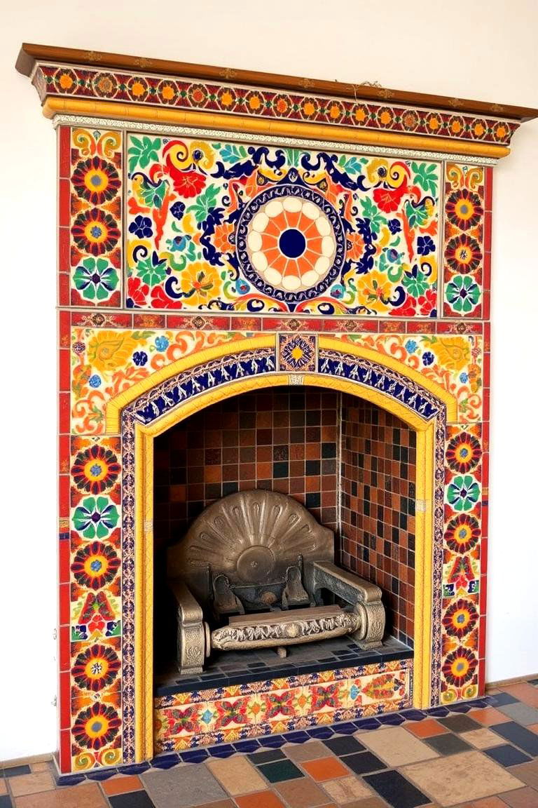 Decorative Spanish Mosaic Fireplace - 24 Spanish Style Fireplace Ideas