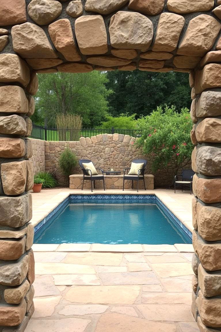 Decorative Stone Walls for Timeless Privacy - 24 Pool Privacy Ideas