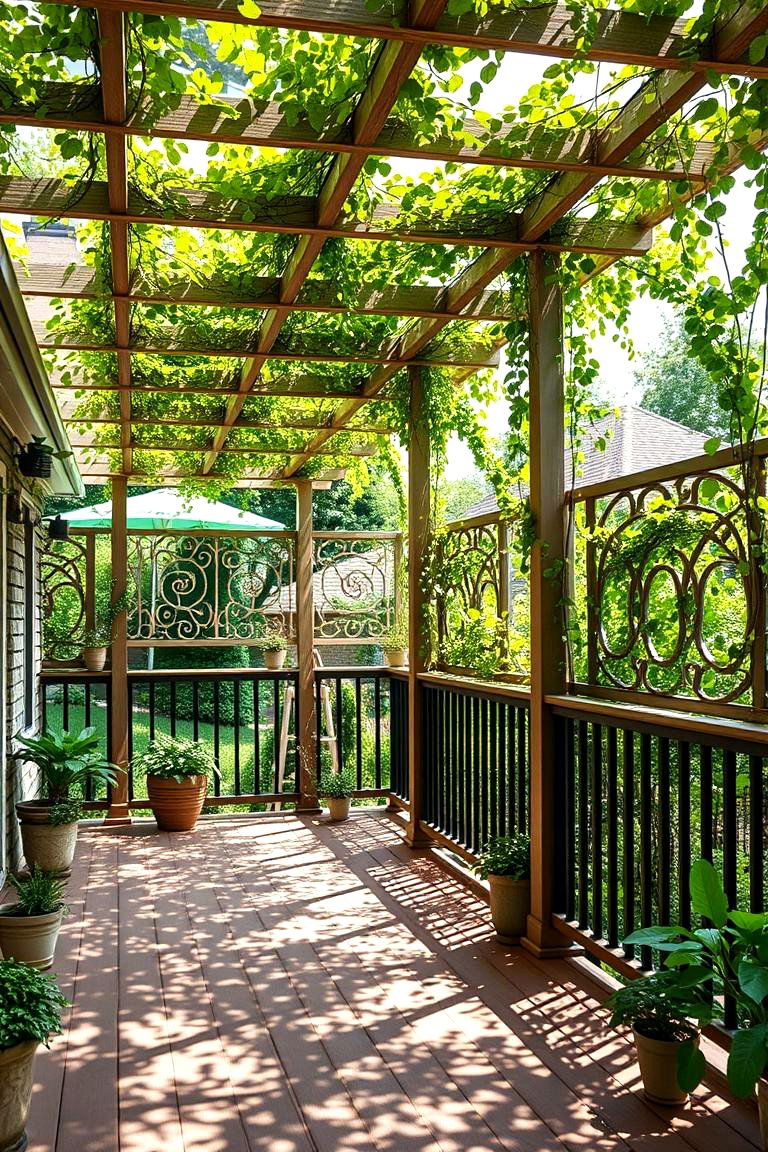 Decorative Trellises with Greenery - 24 Deck Privacy Ideas
