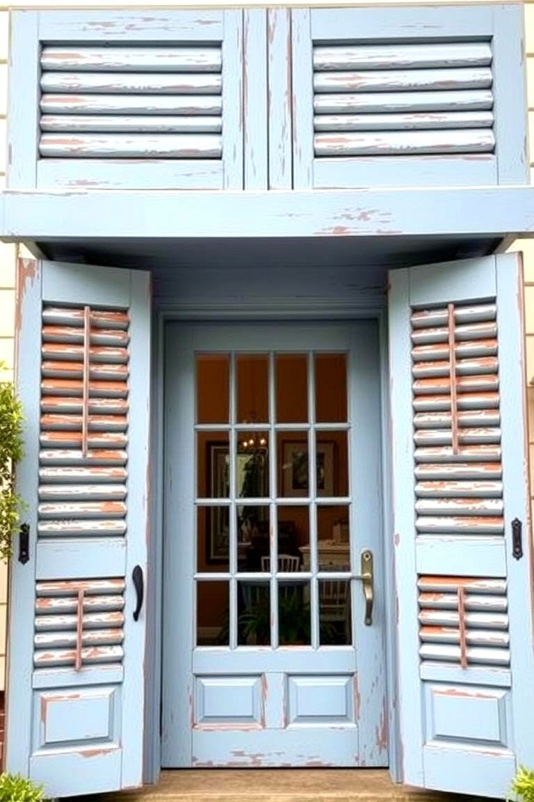 Decorative Window Shutters for a Rustic Touch - 24 Front Door Decor Ideas