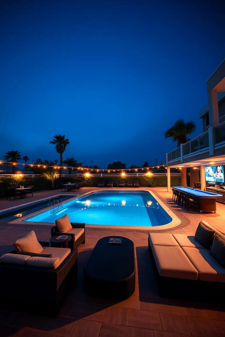 Dedicated Entertainment Area - 24 Pool Landscaping Ideas