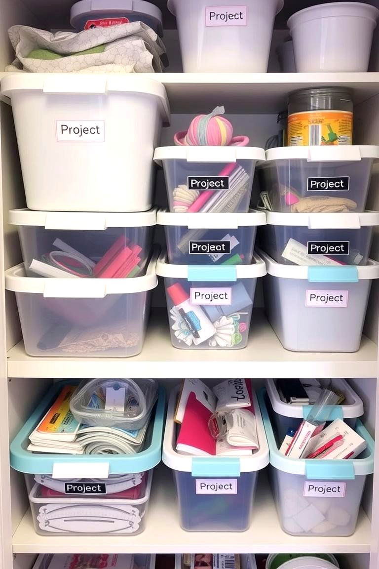 Dedicated Project Bins - 24 Small Craft Room Ideas