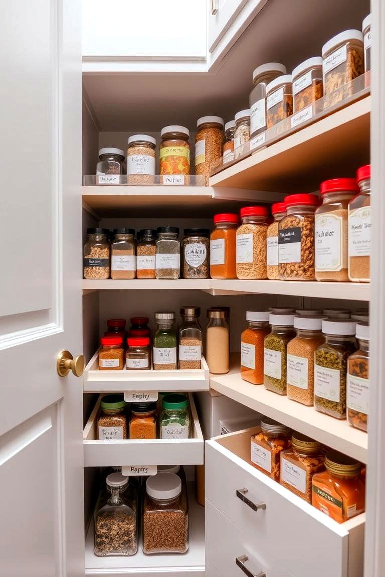 Dedicated Spice Drawers - 24 Walk in Pantry Ideas