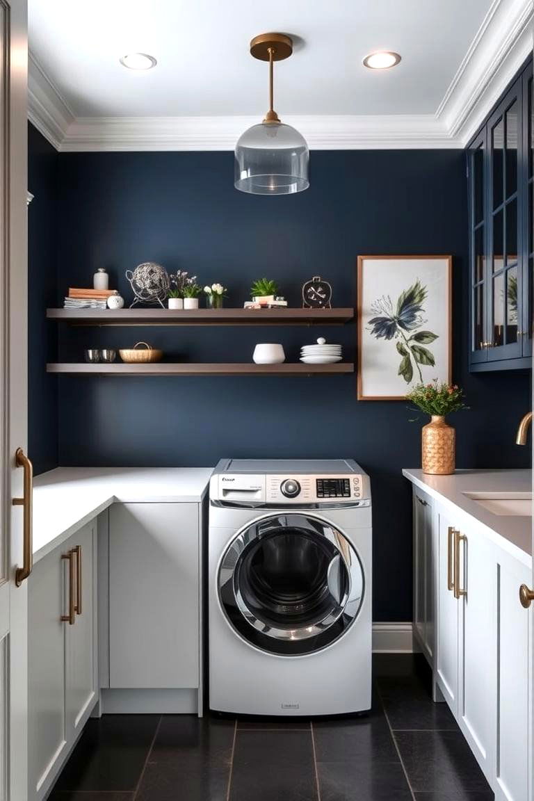 Deep Blue Sophistication - 24 Blue Laundry Room Ideas