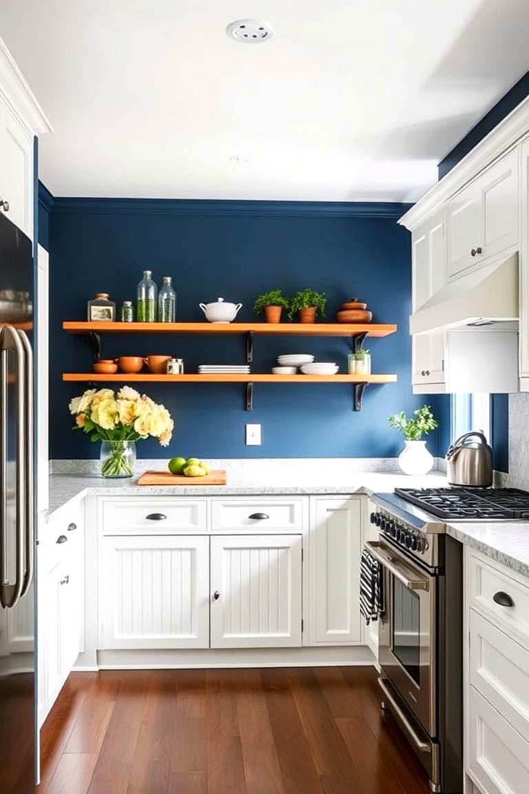 Deep Blue with White Beadboard - 24 Blue Kitchen Ideas