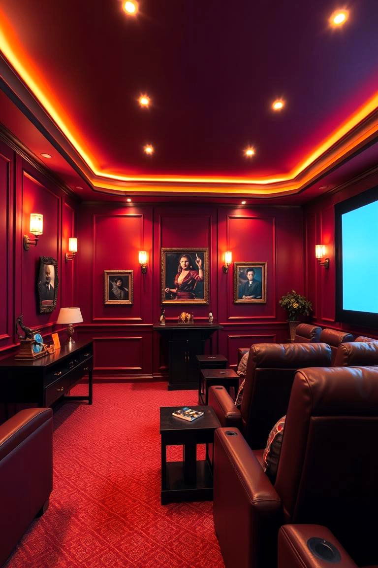 Deep Burgundy Ambiance - 24 Home Theater Paint Colors