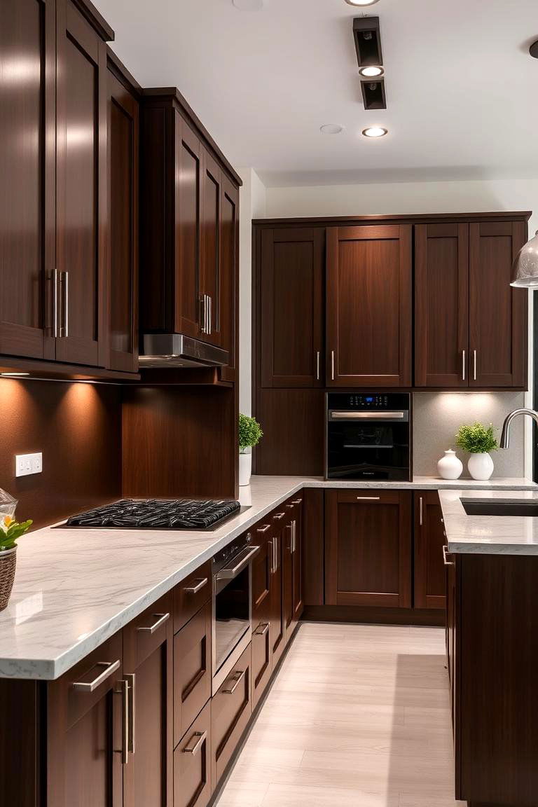 Deep Chocolate Contemporary - 24 Brown Kitchen Cabinets Ideas