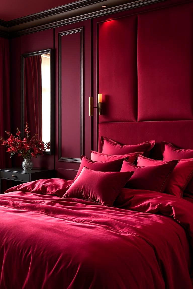 Deep Crimson Bedding - 24 Red Bedroom Ideas