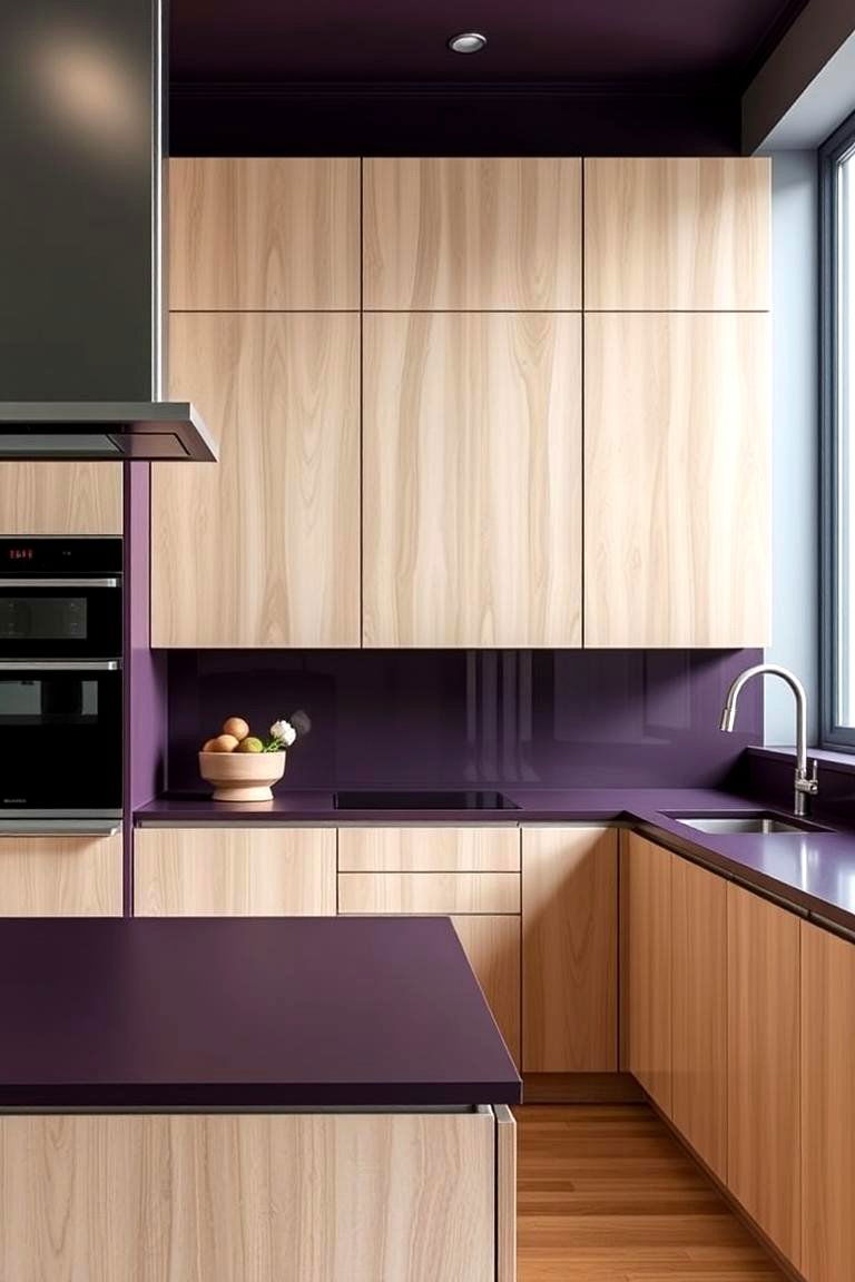 Deep Eggplant Countertops - 24 Purple Kitchen Ideas