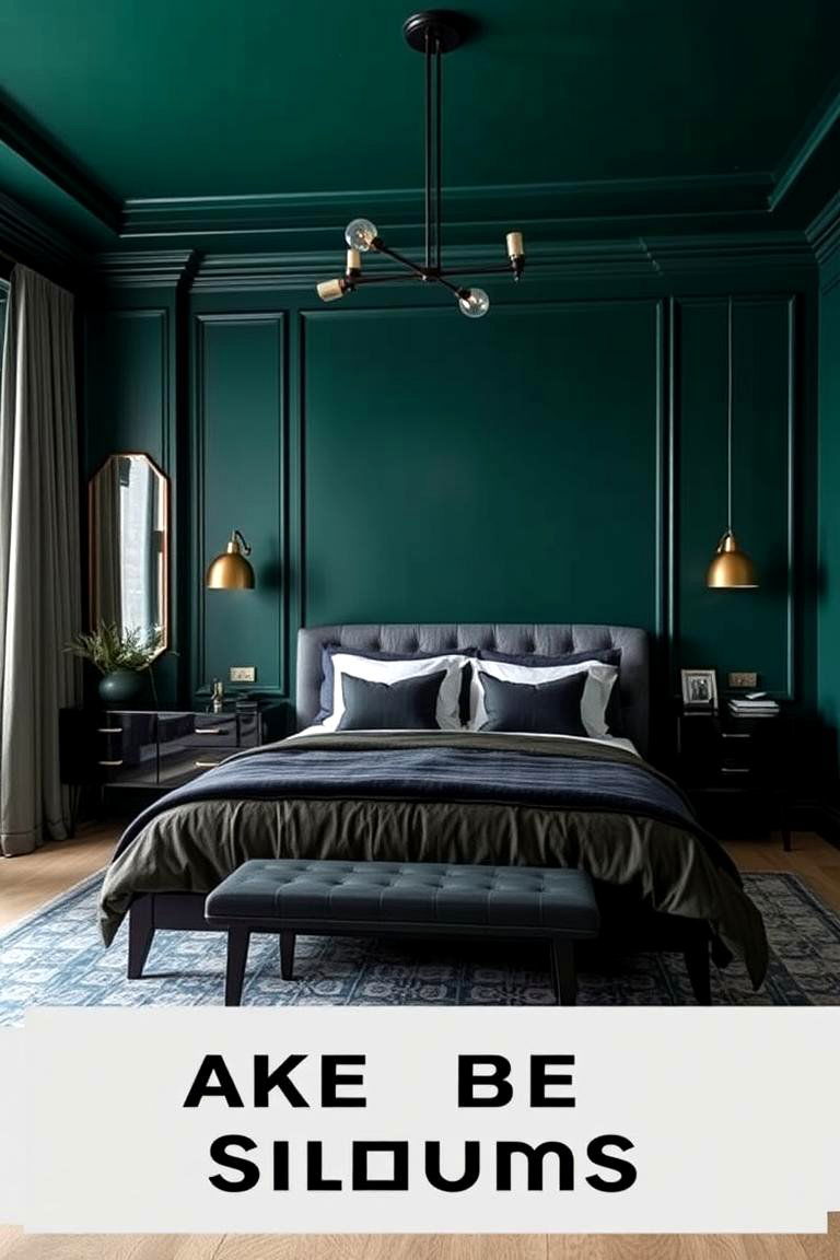 Deep Emerald Green and Black Bedroom - 24 Emerald Green Bedroom Ideas