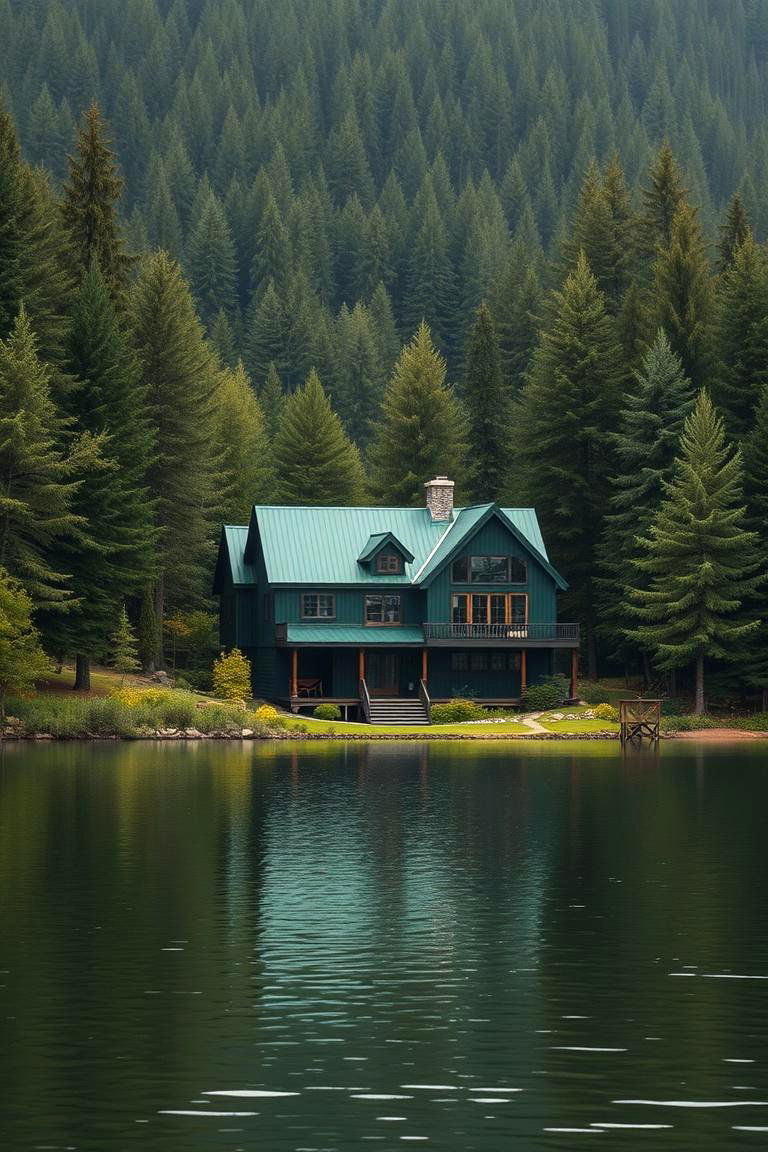 Deep Forest Green - 24 Lake House Exterior Colors Ideas