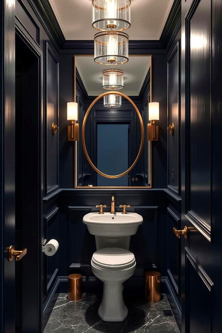 Deep Navy Elegance - 24 blue powder room ideas