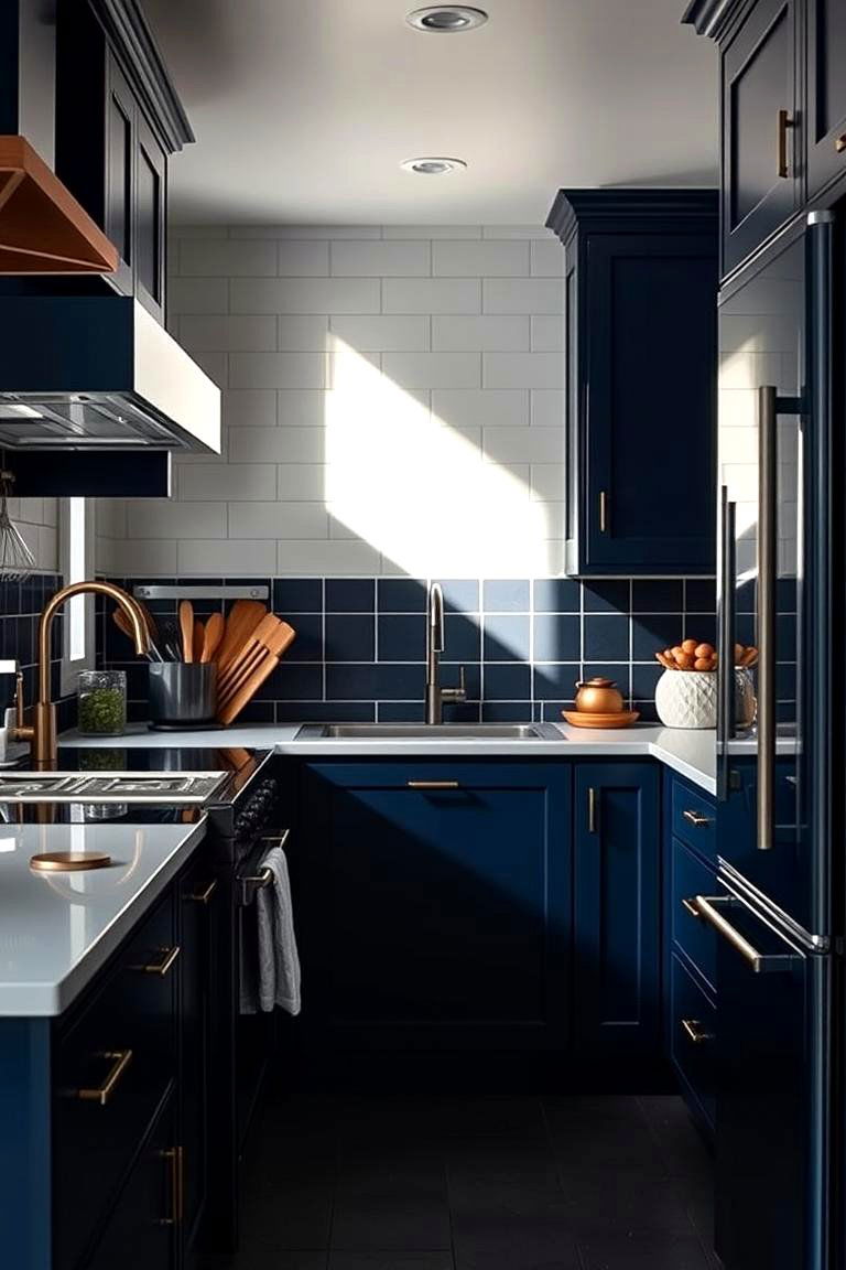 Deep Navy Statements for Bold Design - 24 Kitchen With Colored Appliances Ideas