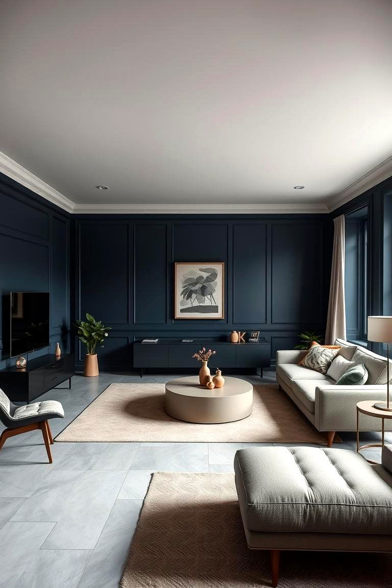 Deep Navy and Light Grey - 24 Floor and Wall Color Ideas