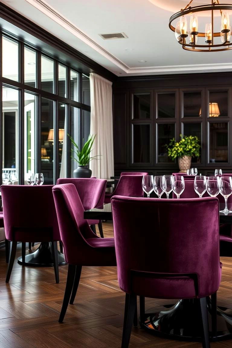 Deep Plum Upholstered Chairs - 24 Purple Dining Room Ideas
