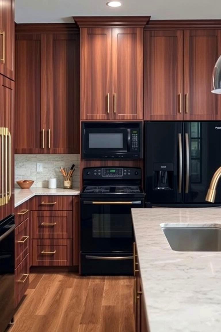 Deep Sophistication of Walnut Wood Cabinets - 24 What Color Cabinets Go With Black Appliances