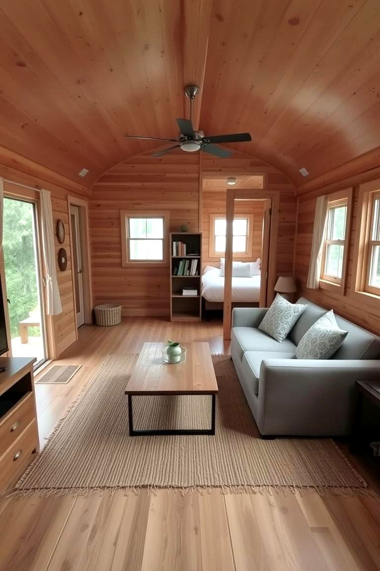 Define Zones with Rugs and Furniture Placement - 24 One Room Cabin Interior Design Ideas