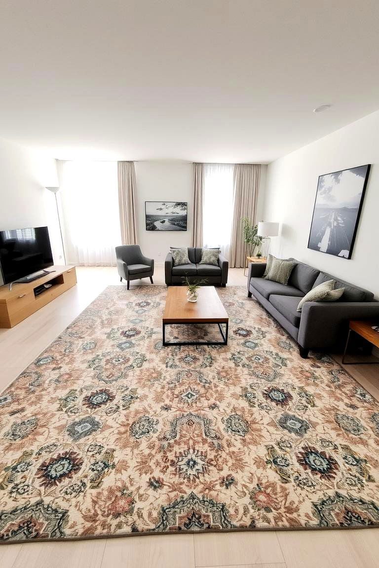 Define Zones with Rugs - 24 Long Living Room Ideas