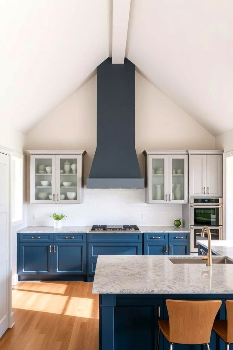 Define Zones with Two Tone Cabinets - 24 Vaulted Ceiling Kitchen Ideas