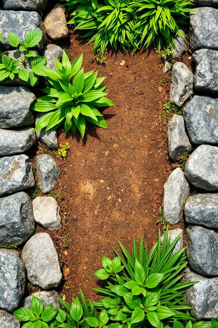Defined Stone Garden Border - 24 Stone Exterior Home Ideas