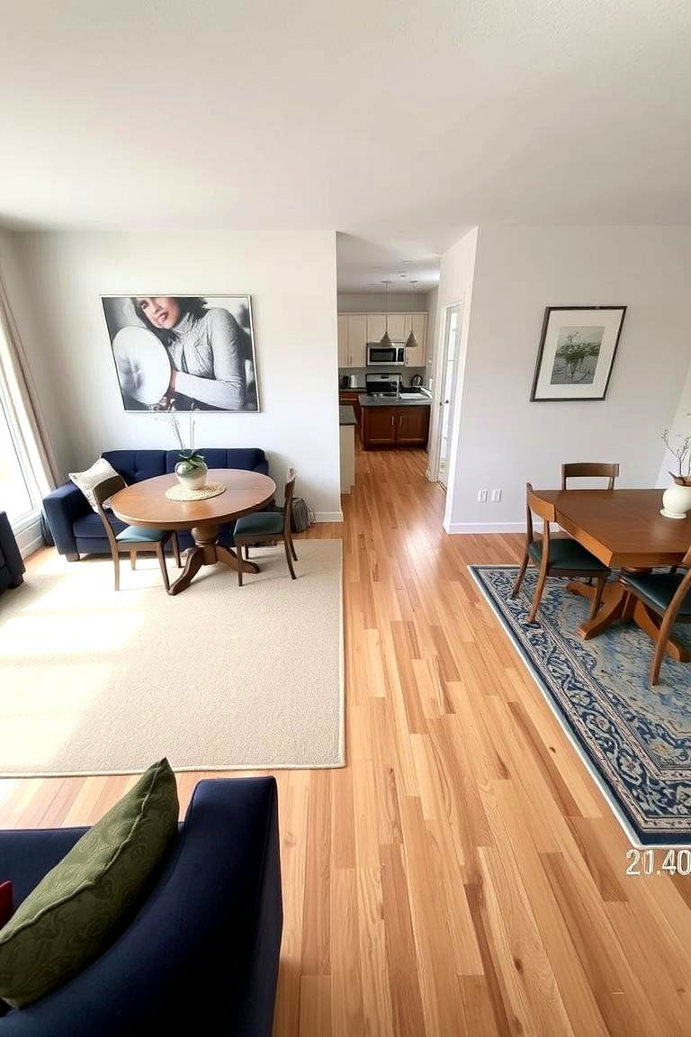 Defined Zones with Rugs - 24 Living Room Dining Room Combos