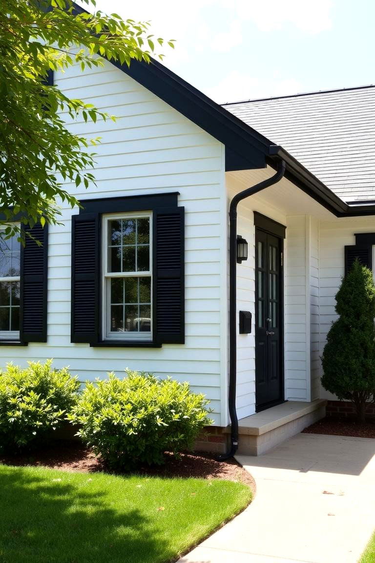 Defining Outdoor Spaces - 24 single story white house black trim