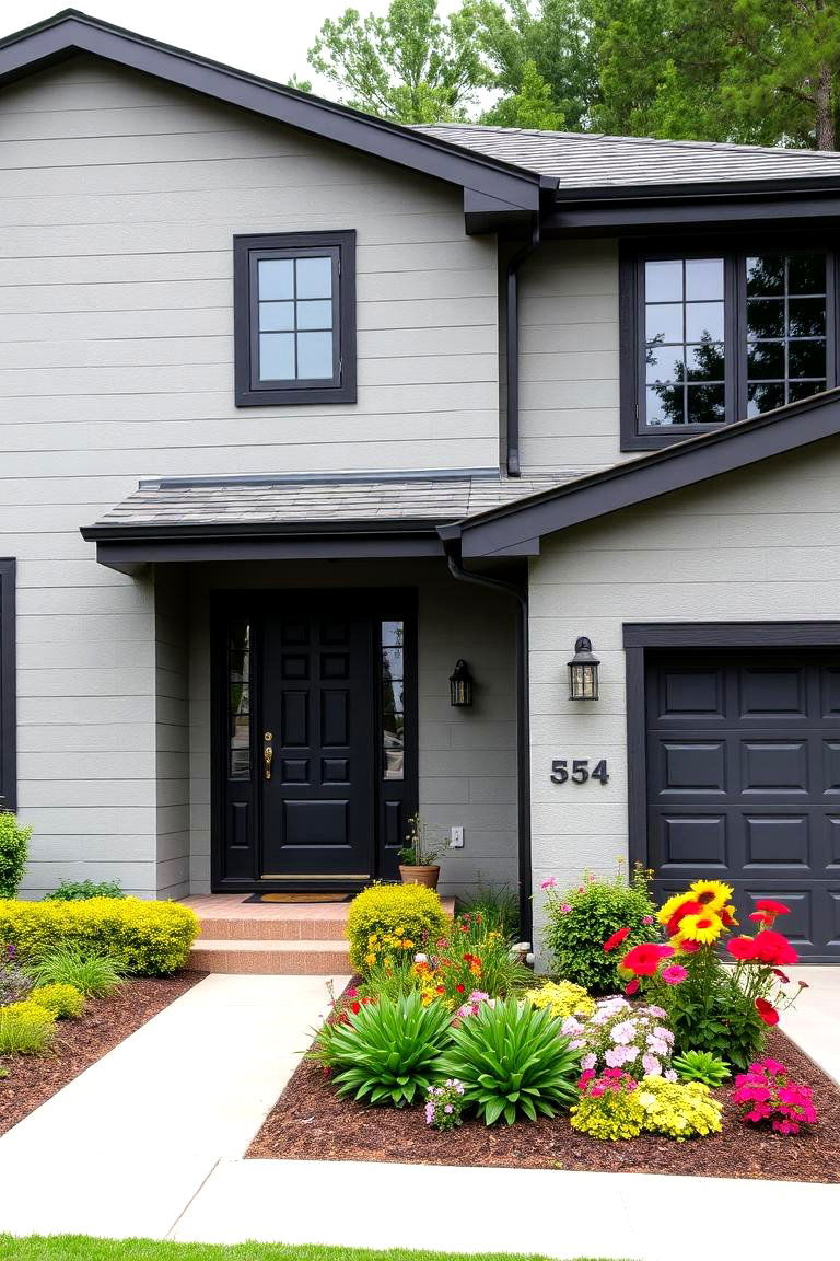 Defining Rooflines and Gutters - 24 Grey House With Black Trim