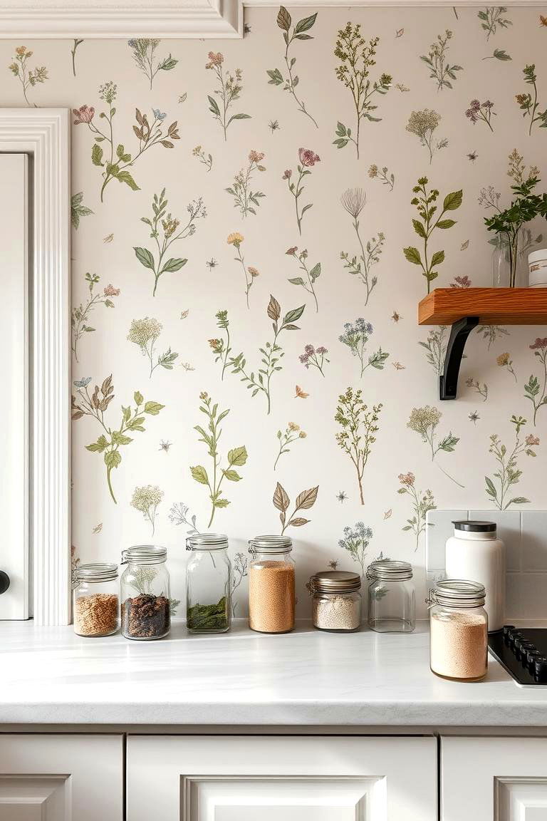 Delicate Botanical Illustration Gallery - 24 Kitchen Wallpaper Ideas