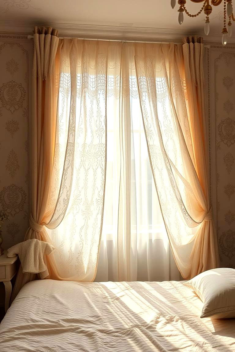 Delicate Lace Curtains - 24 Grandmillennial Style Bedroom Ideas
