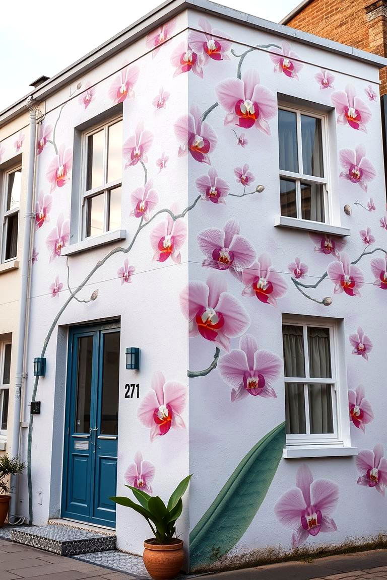 Delicate Orchid Oasis - 24 Flower Murals on Buildings