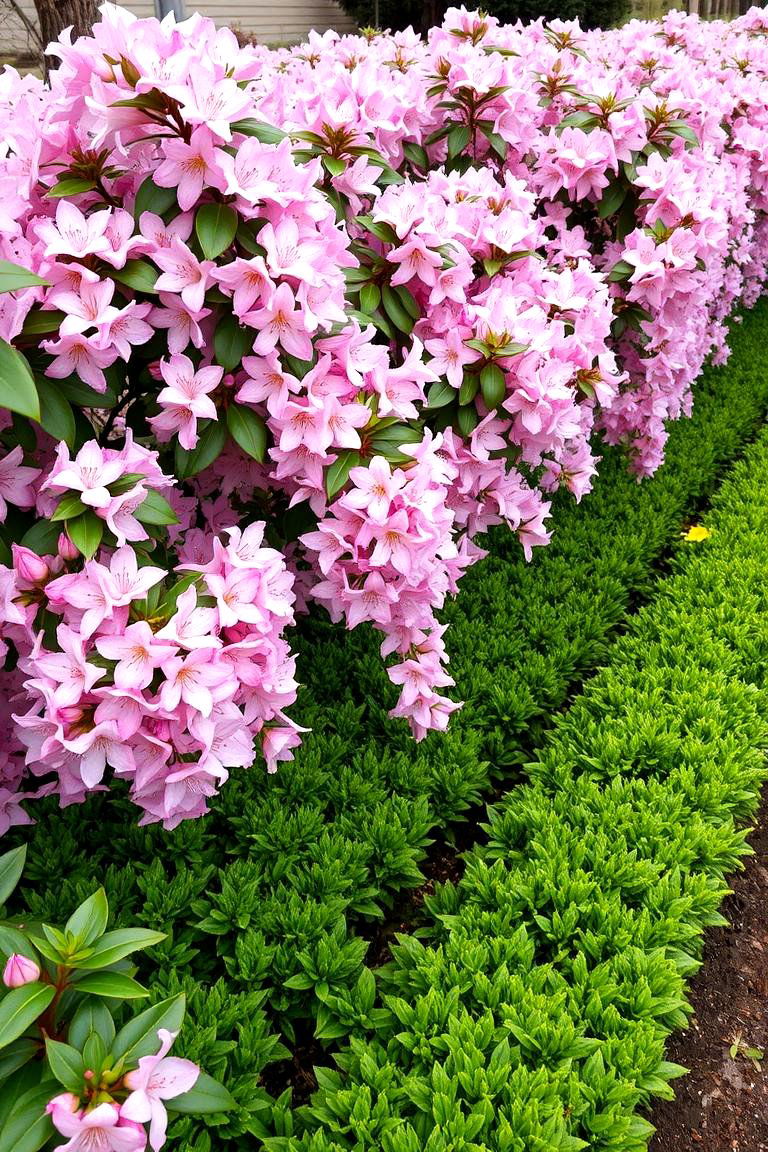 Delicate Pink Azalea Border - 24 Pink Garden Ideas