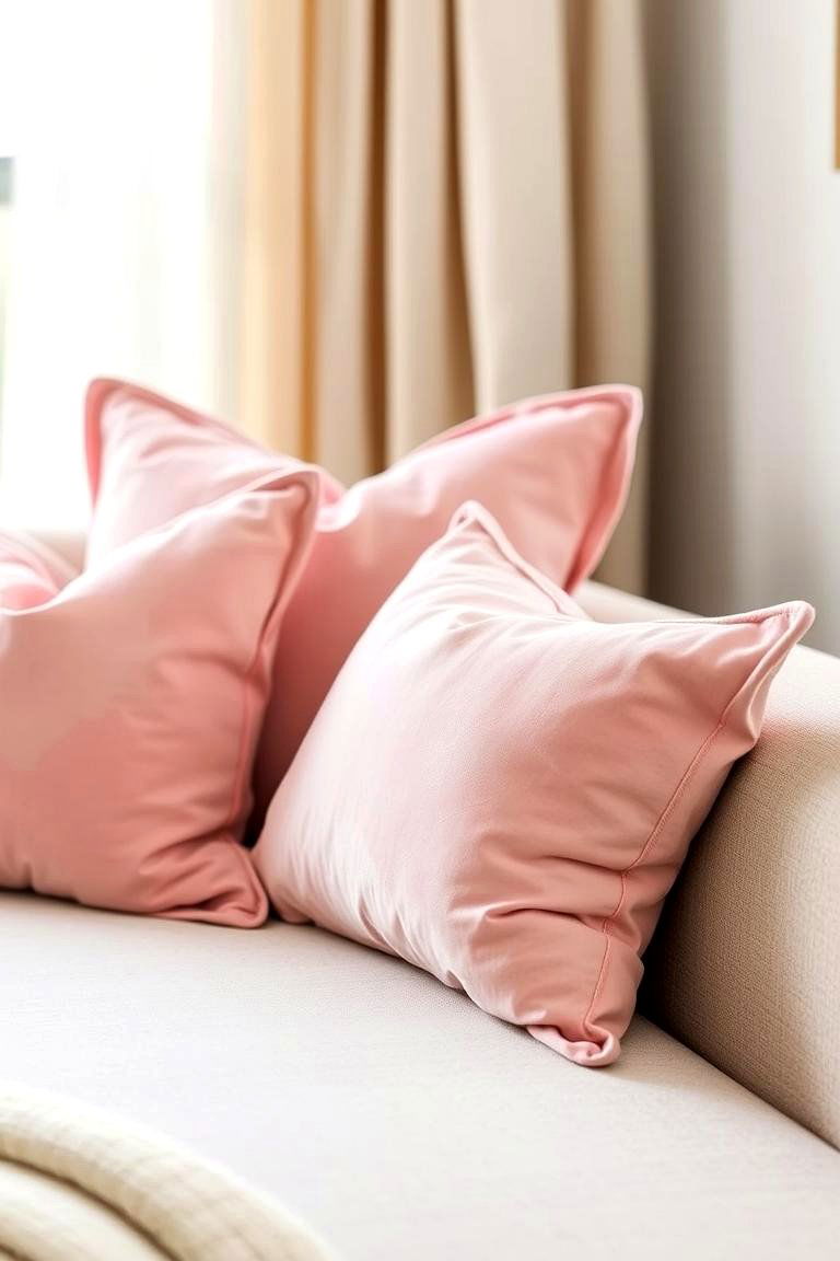 Delicate Pink Throw Pillows - 24 Pink and Gold Bedroom Ideas
