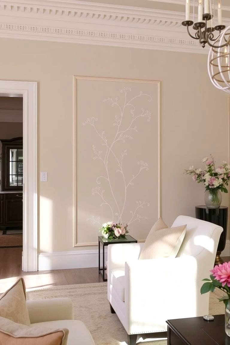 Delicate Stenciled Pattern - 24 Living Room Accent Wall Ideas