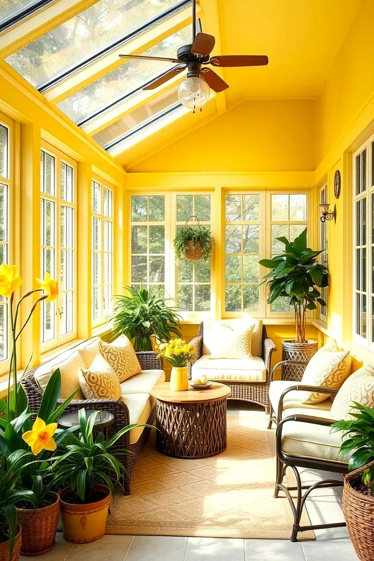 Delightful Daffodil Sunroom - 24 Colorful Room Ideas