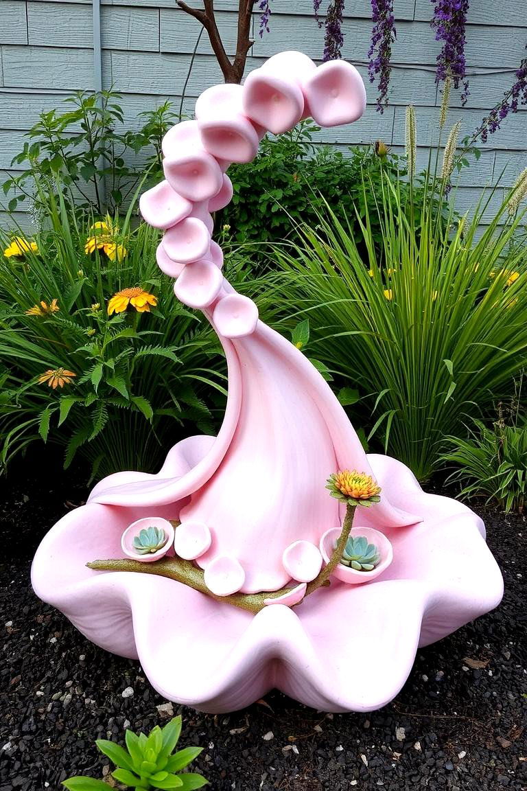 Delightful Pink Garden Sculpture - 24 Pink Garden Ideas