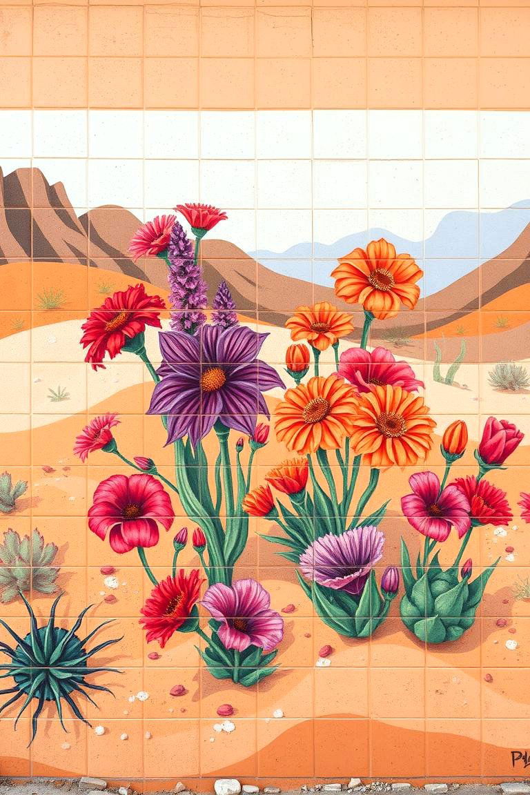 Desert Blooms Mural - 24 Garden Mural Ideas