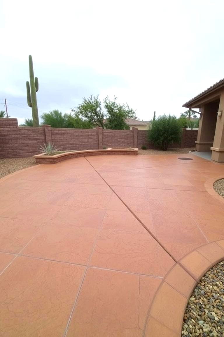 Desert Inspired Stamped Concrete Patio - 24 Stamped Concrete Patio Ideas