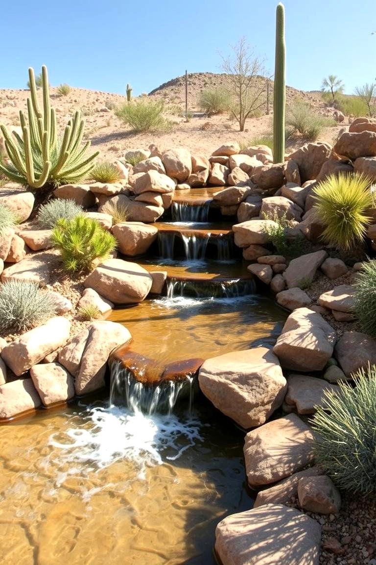 Desert Oasis Waterfall - 24 Pondless Waterfall Design Ideas