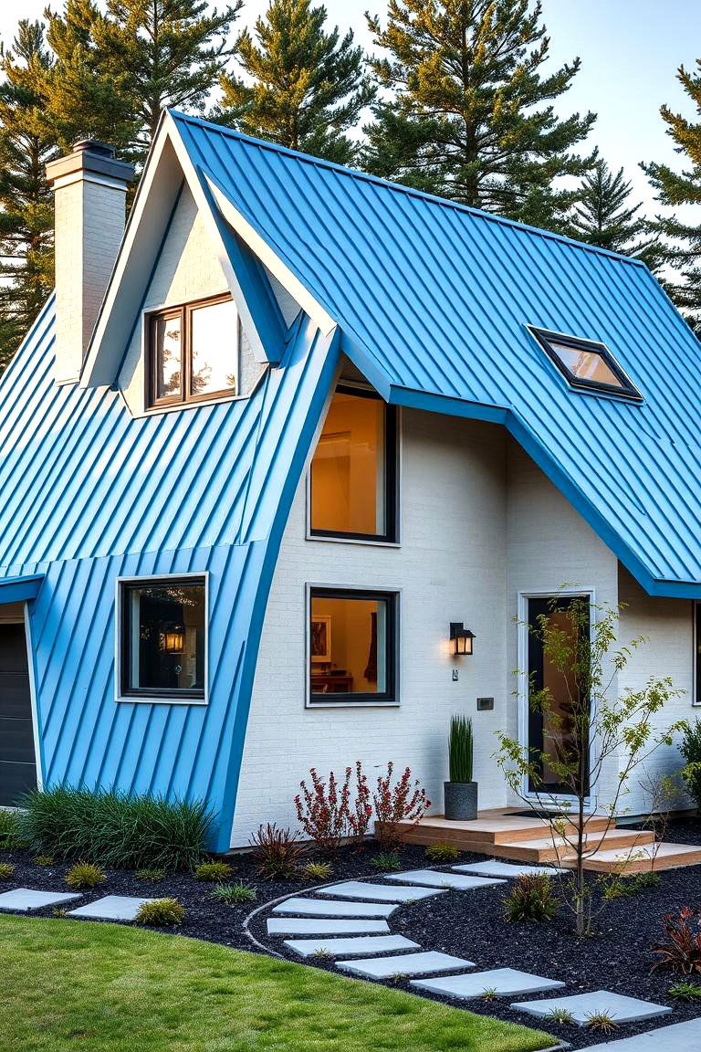 Design Flexibility - 24 houses with blue metal roofs