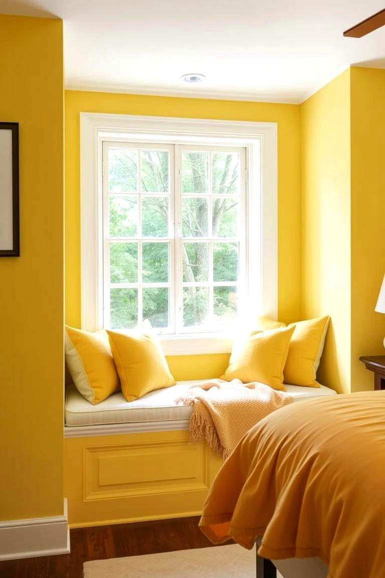 Design a Cozy Nook with a Yellow Window Seat - 24 Yellow Bedroom Ideas