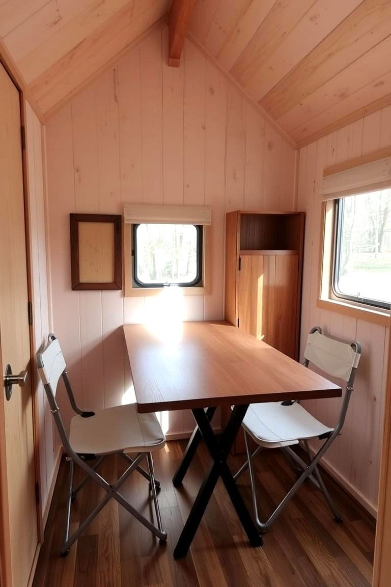Design a Fold Down Dining Table - 24 One Room Cabin Interior Design Ideas