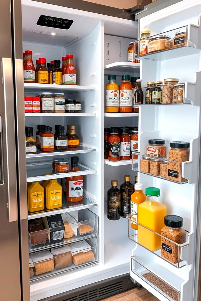 Designated Condiment Area - 24 Fridge Organization Ideas