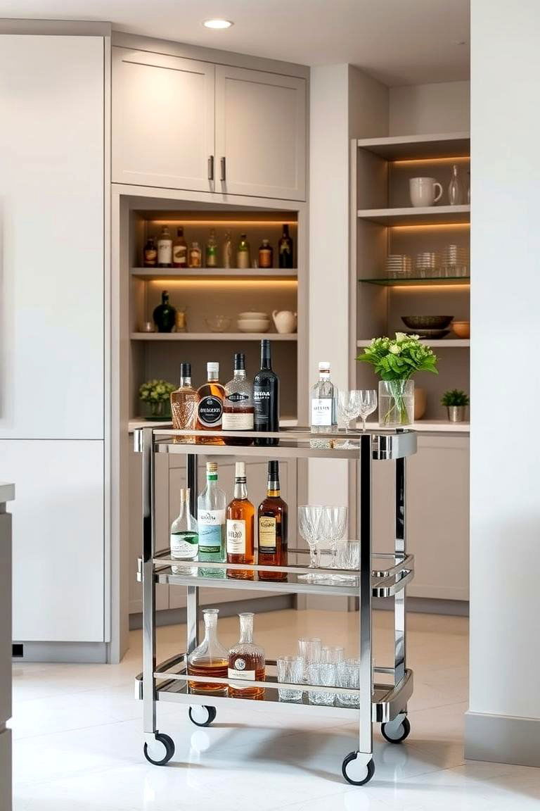 Designer Bar Cart - 24 Luxury Kitchen Ideas