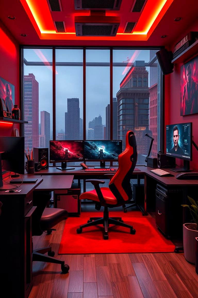 Designer Gaming Office Fusion - 24 Red and Black Gaming Setup Ideas
